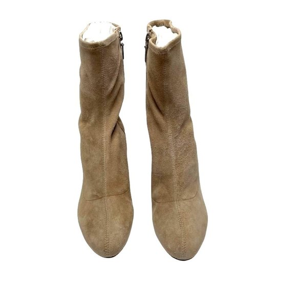 NIB SCHUTZ WOMENS MID CALF BEIGE LUPE STRETCH LEATHER BOOTS IN BRUSH TAN… - Picture 6 of 16